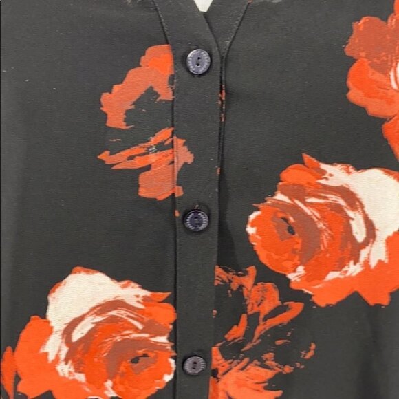 FOXCROFT Ali Painterly Rose Chiffon floral Blouse bell sleeve v-neck flowy boho - Picture 7 of 12